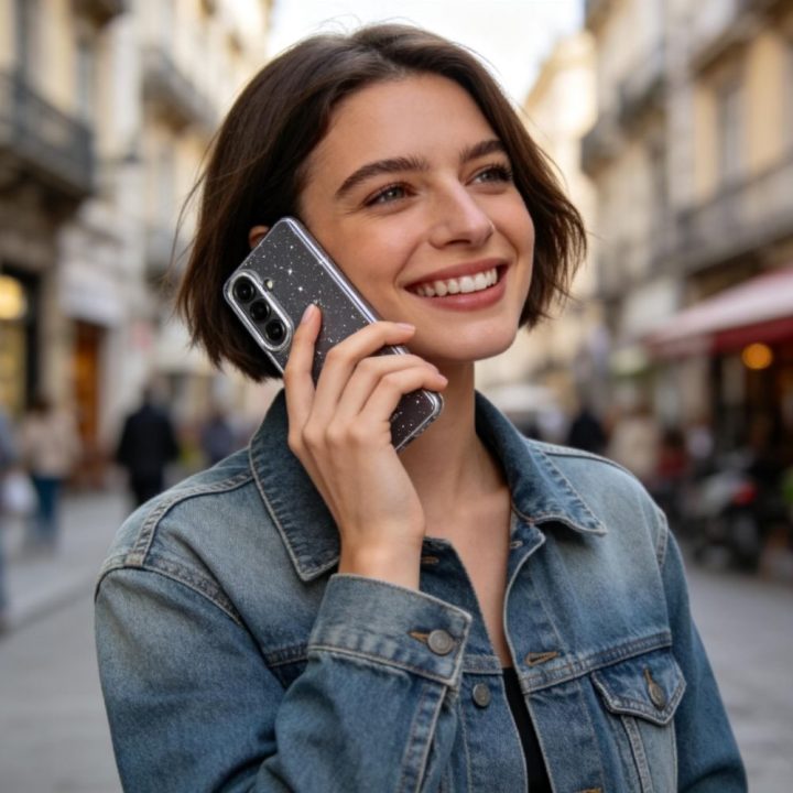 Dėklas telefonui Samsung Galaxy S26 Ultra skaidrus su blizgučiais