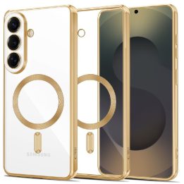 Dėklas telefonui Samsung Galaxy S26+ skaidrus auksinės spalvos