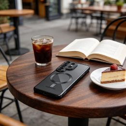 Dėklas telefonui Samsung Galaxy S26 Ultra su magnetine apsauga skaidriai juodas