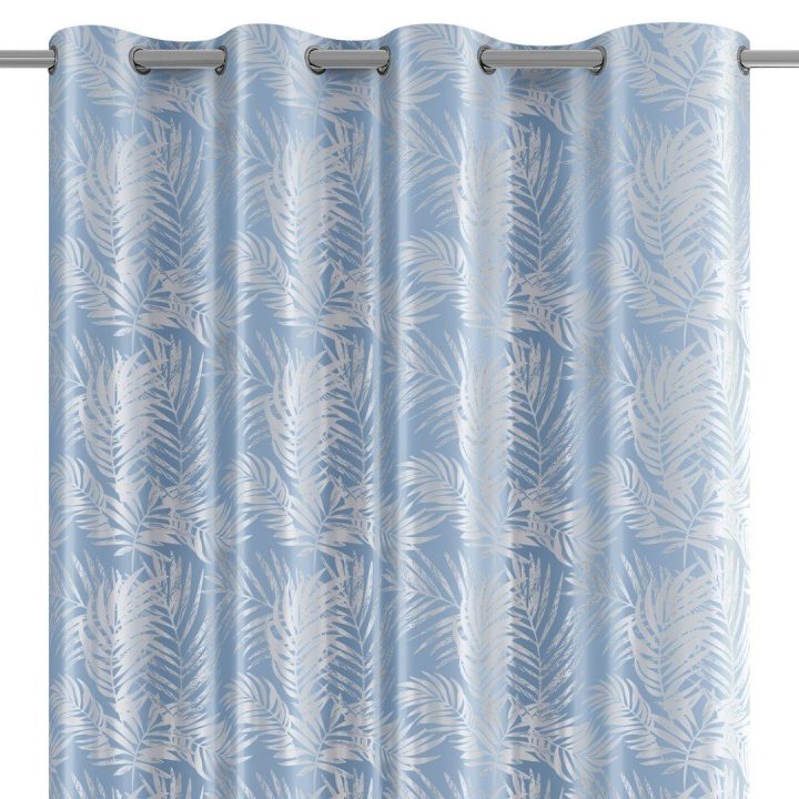 Užuolaida su lapų raštu šviesiai mėlyna Velvet Amelia Home
