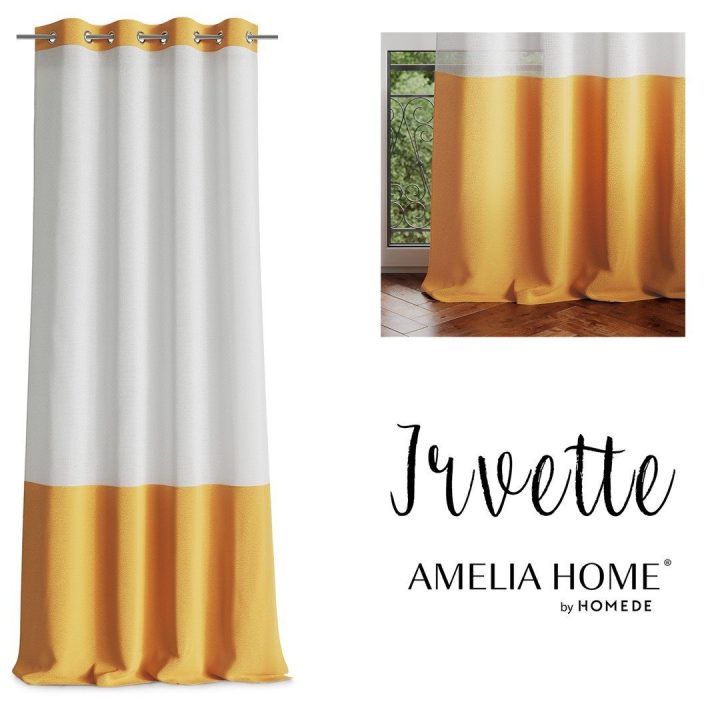 Užuolaida su žiedais geltonos ir baltos spalvos Amelia Home