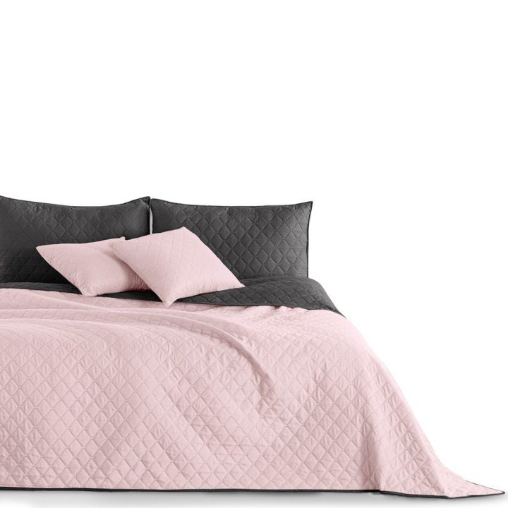 Lovatiesė 260 × 280 cm, rožinė ir tamsiai pilka