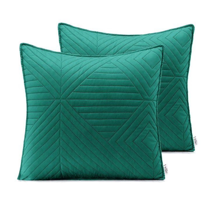 Dekoratyvinis pagalvės užvalkalas 45 × 45 cm, žalios ir smaragdinės spalvos (2 vnt.) AH