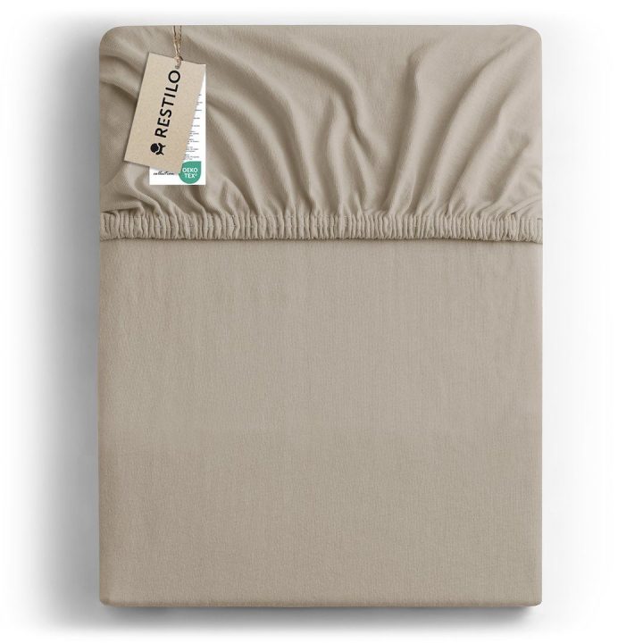 Paklodė su guma 180–200×200+30 cm cappuccino