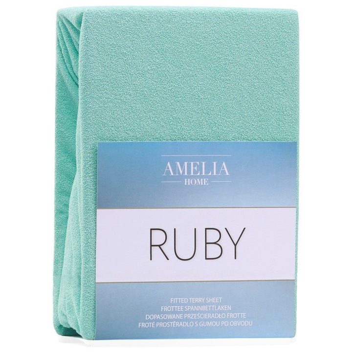 Paklodė su guma 160–180×200+30 cm mėtinės spalvos AH RUBY