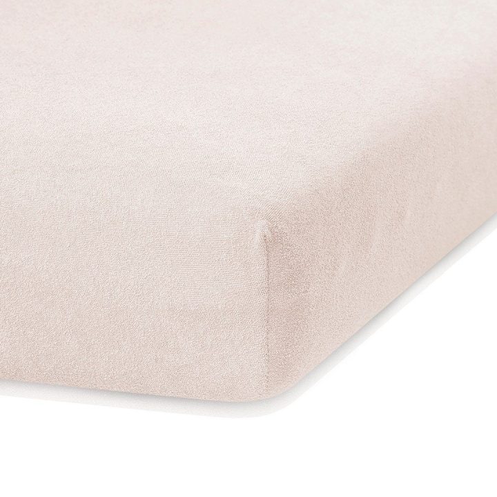 Paklodė su guma 140–160×200+30 cm šviesiai smėlio AH RUBY