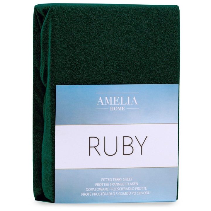 Paklodė su guma 140–160x200+30 cm butelių žalia AH RUBY