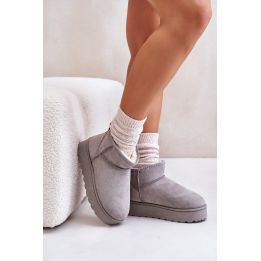 Moteriški sniego batai ant platformos su kailiu izoliuota versija Gray Xamella“