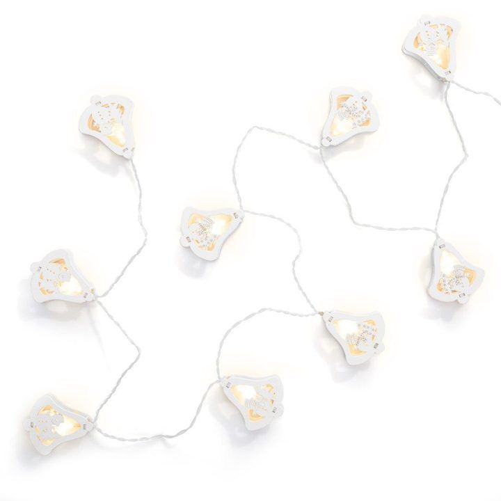 Kalėdiniai LED varpeliai „Jingle Bells“, 10 vnt., šiltai balti