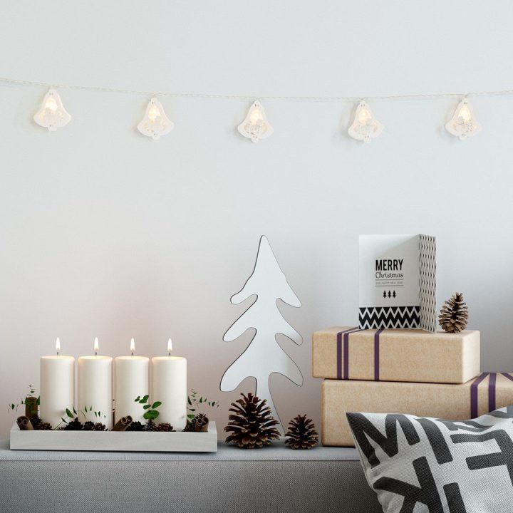 Kalėdiniai LED varpeliai „Jingle Bells“, 10 vnt., šiltai balti