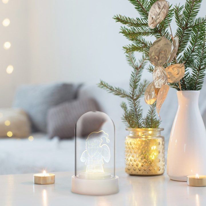LED kalėdinė dekoracija ILUM Santa, šiltai balta, 1 vnt.