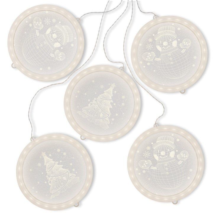 LED vitražas Wintery, apvalus rinkinys 5 vnt.