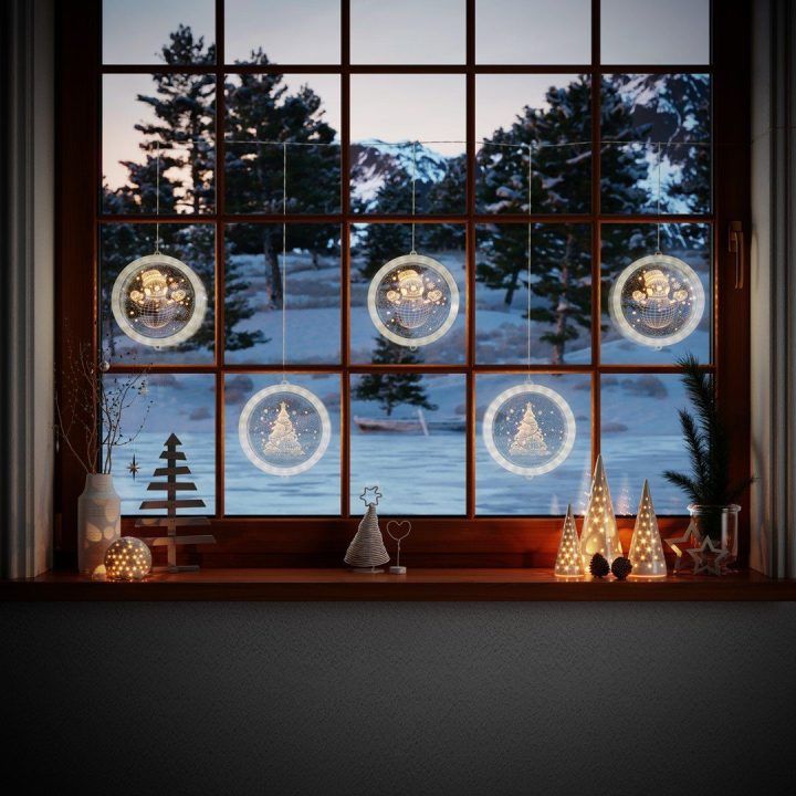 LED vitražas Wintery, apvalus rinkinys 5 vnt.