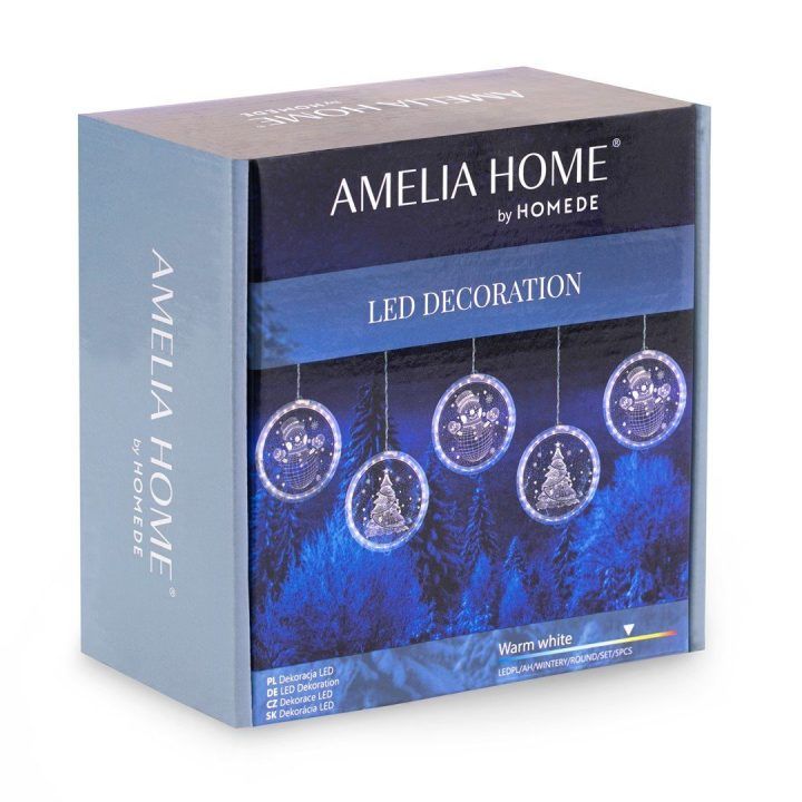 LED vitražas Wintery, apvalus rinkinys 5 vnt.