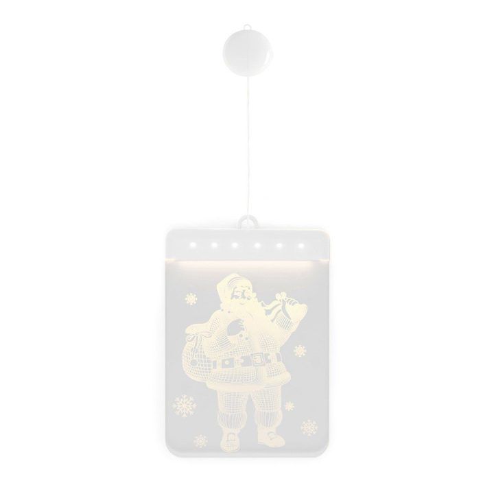 LED vitražas stačiakampis Kalėdų senelis