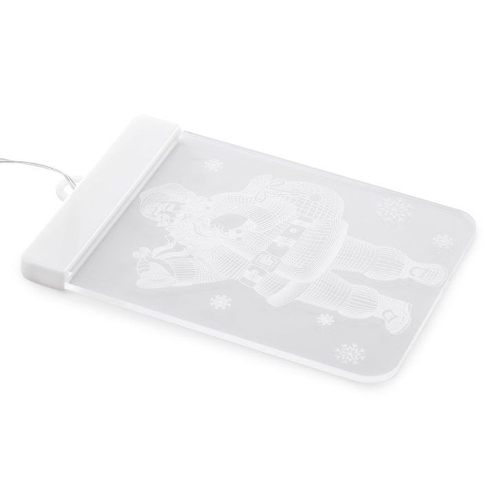LED vitražas stačiakampis Kalėdų senelis