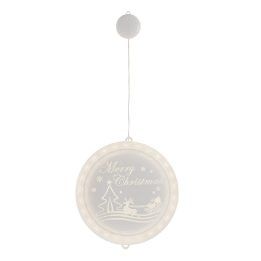 LED vitražas Merry Christmas apvalus AmeliaHome