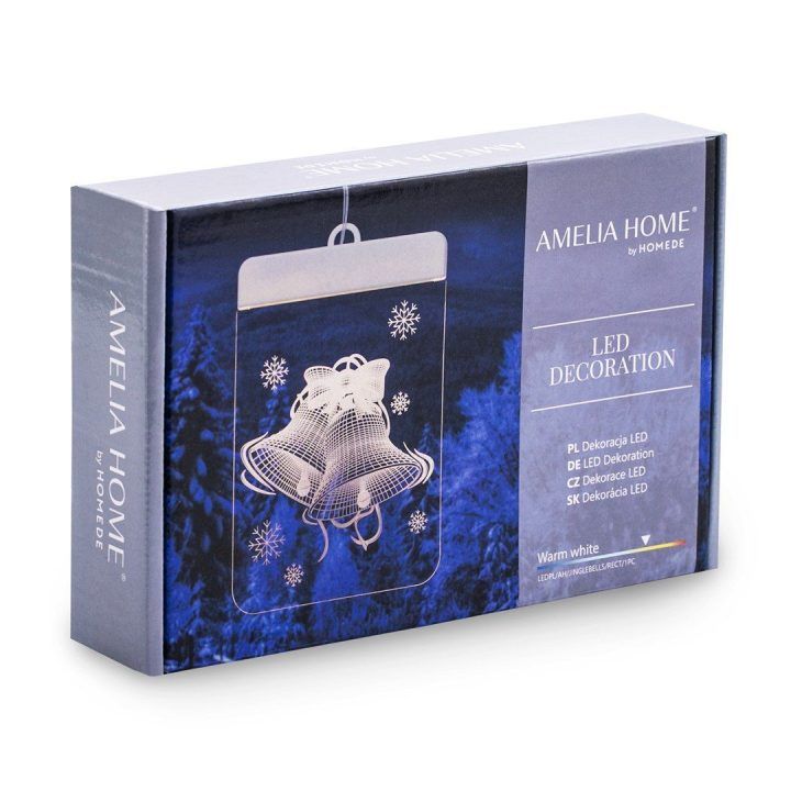 LED vitražas „Jingle Bells“ stačiakampis, 1 vnt.