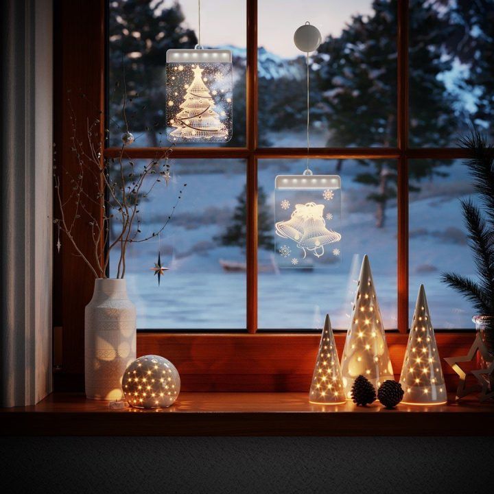 LED vitražas „Jingle Bells“ stačiakampis, 1 vnt.