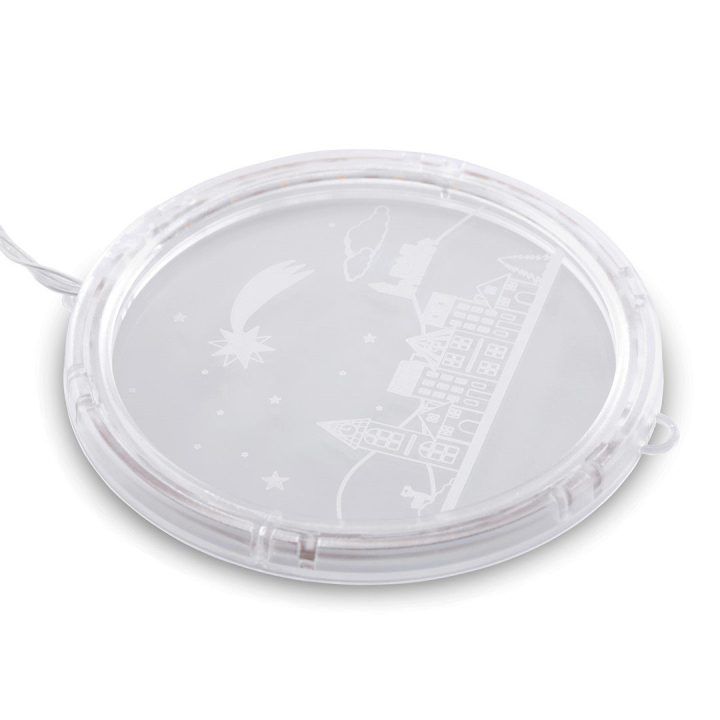 LED vitražo stiliaus apvalūs kalėdiniai žaisliukai, rinkinys 5 vnt.
