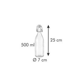Kvadratinis butelis „Della Casa“ 500 ml su klipsu