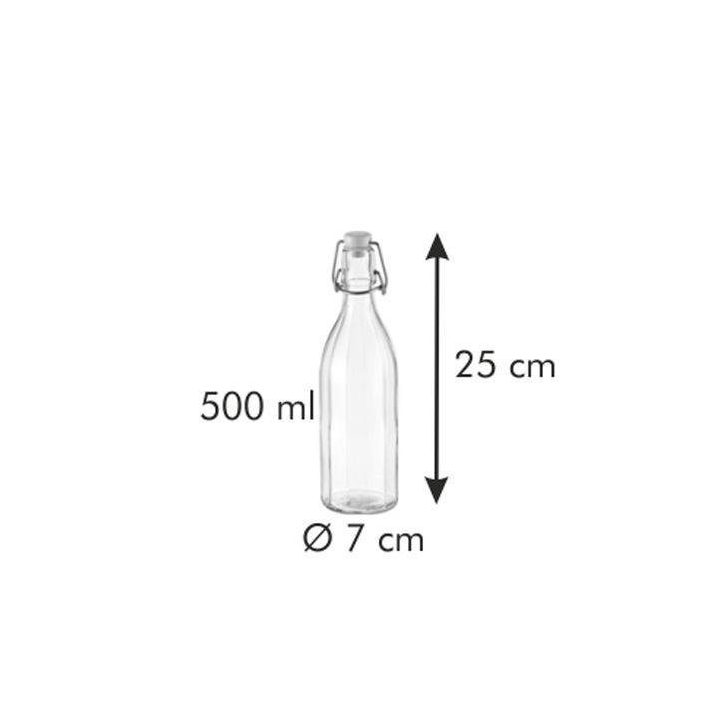 Kvadratinis butelis „Della Casa“ 500 ml su klipsu
