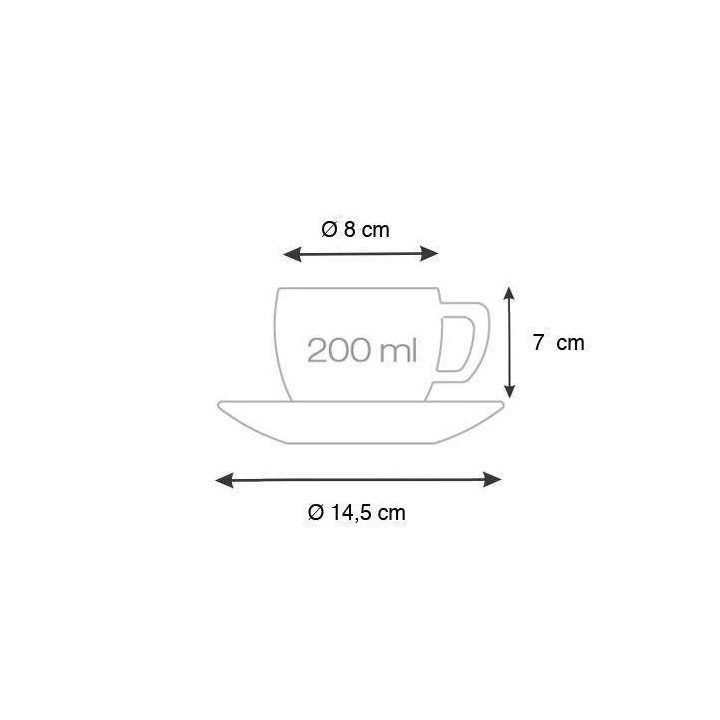 Kreminės spalvos cappuccino puodelis su lėkštute