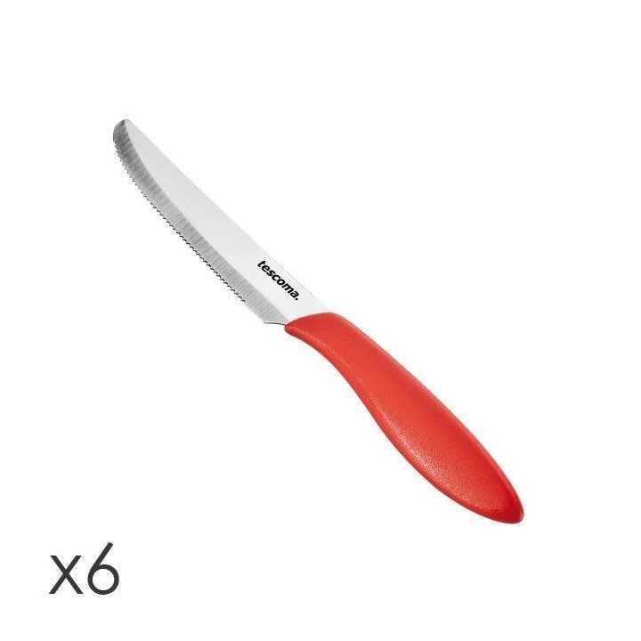 Raudoni stalo peiliai, 12 cm, 6 vnt.