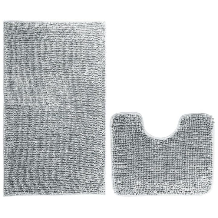 Pilki vonios kilimėlių komplektas 50×80 + 40×50