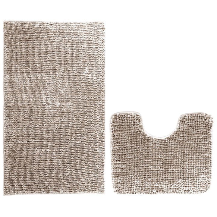 Smėlinės spalvos vonios kilimėlių komplektas 50×80 + 40×50
