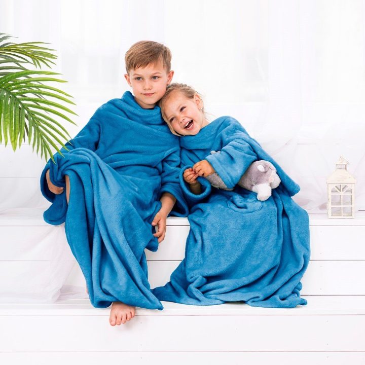 Antklodė vaikams, tamsiai mėlyna (90×105 cm) — LAZYKIDS INDIGO