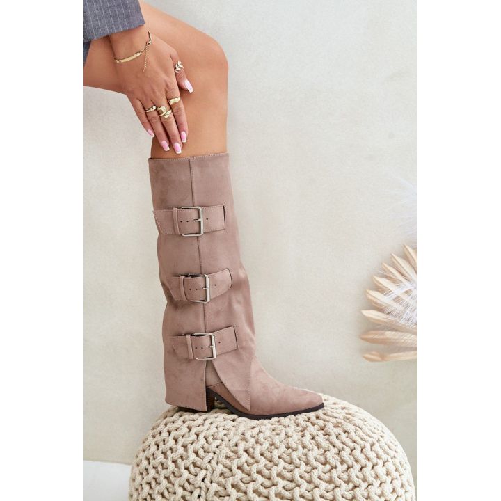 Smėlio Spalvos ilgauliai batai
