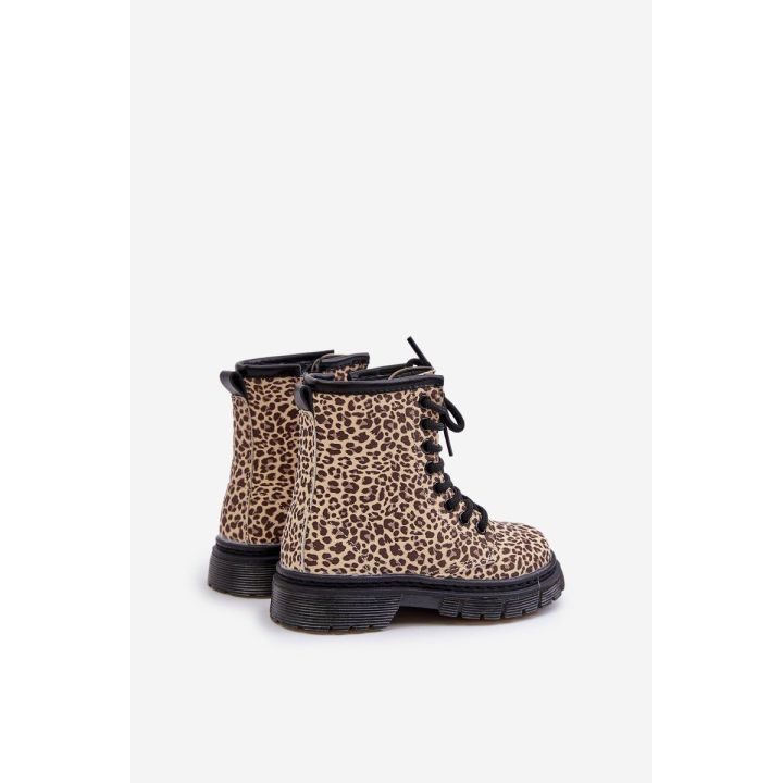 mergaitiški batai Nelanna su leopardo raštu bei smėline spalva