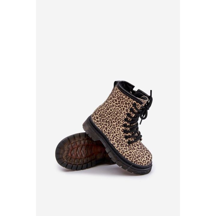 mergaitiški batai Nelanna su leopardo raštu bei smėline spalva