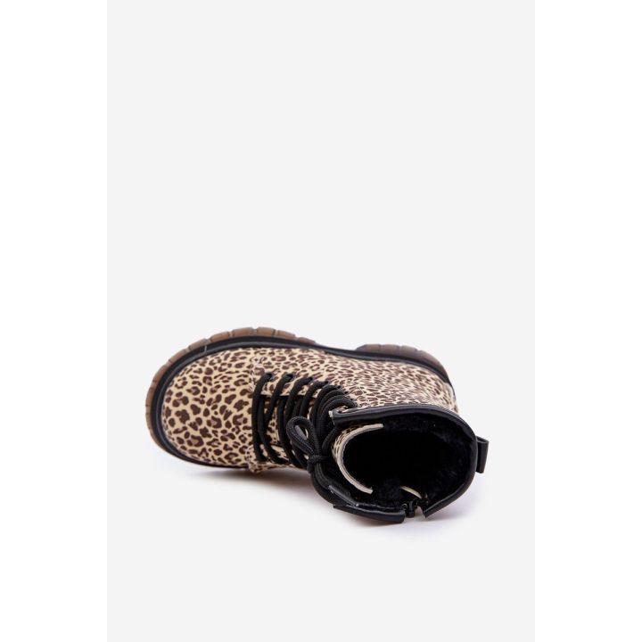mergaitiški batai Nelanna su leopardo raštu bei smėline spalva