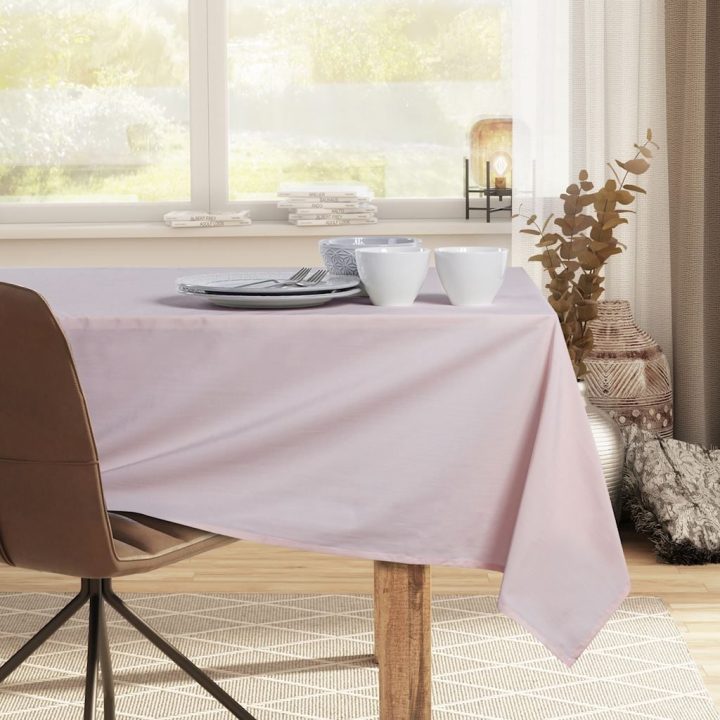 Staltiesė ir stalo takelis 115×300 + 35×300 pudrinė rožinė DK PURE