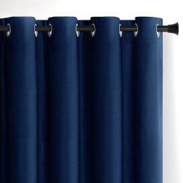 Aksominė užuolaida su kilpelėmis, indigo, 140 x 245 cm