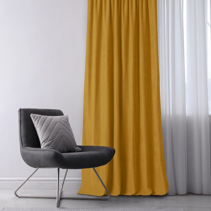 Užuolaida iš chenille 280×300 cm garstyčių spalvos