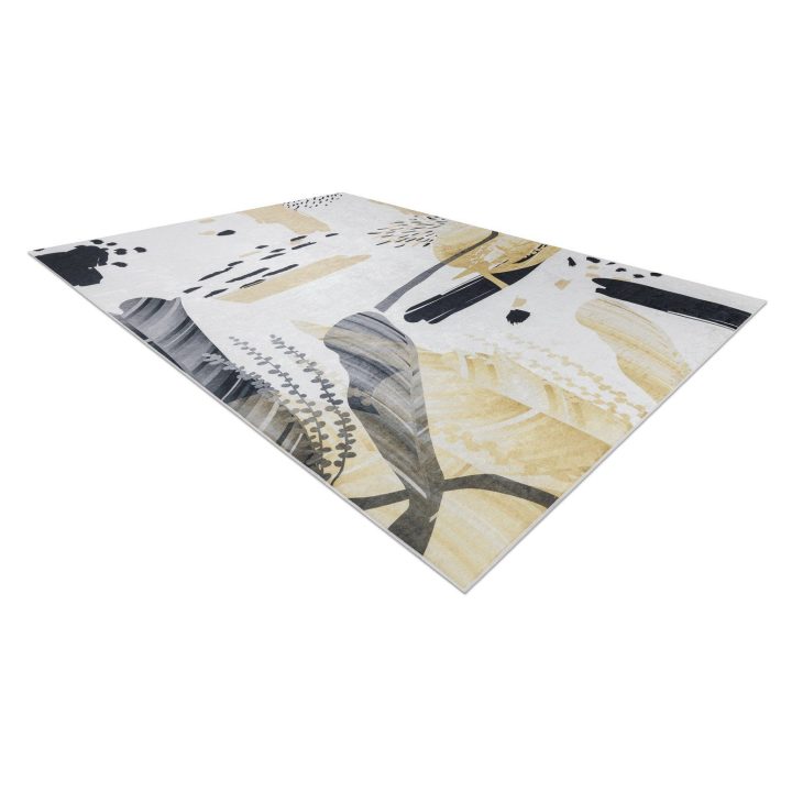 Kilimas poliesteris 160×220 balta ir geltona Mark Hakano
