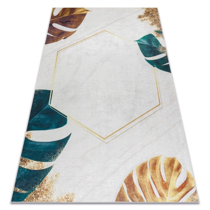Kilimas 160×220 baltas su aukso akcentu Arlen