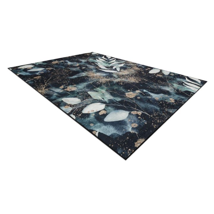 Kilimas 120×170 cm juodas ir turkio spalvos LEAVES3 ARLEN