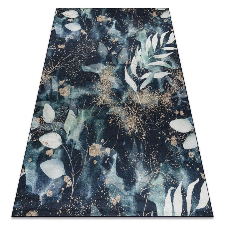 Kilimas 120×170 cm juodas ir turkio spalvos LEAVES3 ARLEN