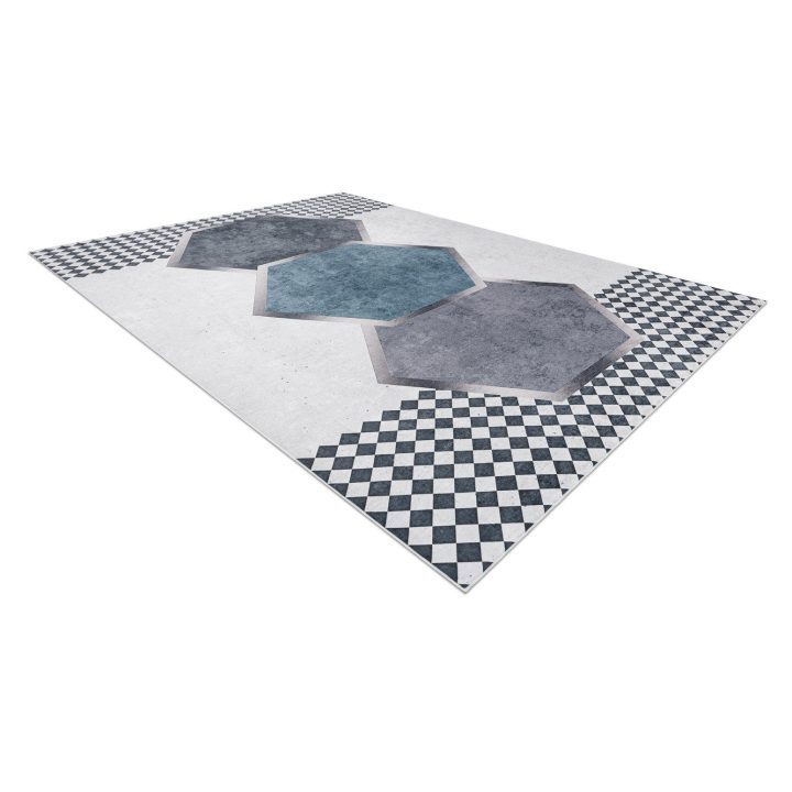 Kilimas 120×170 cm juodas ir baltas Arlen Rhombus