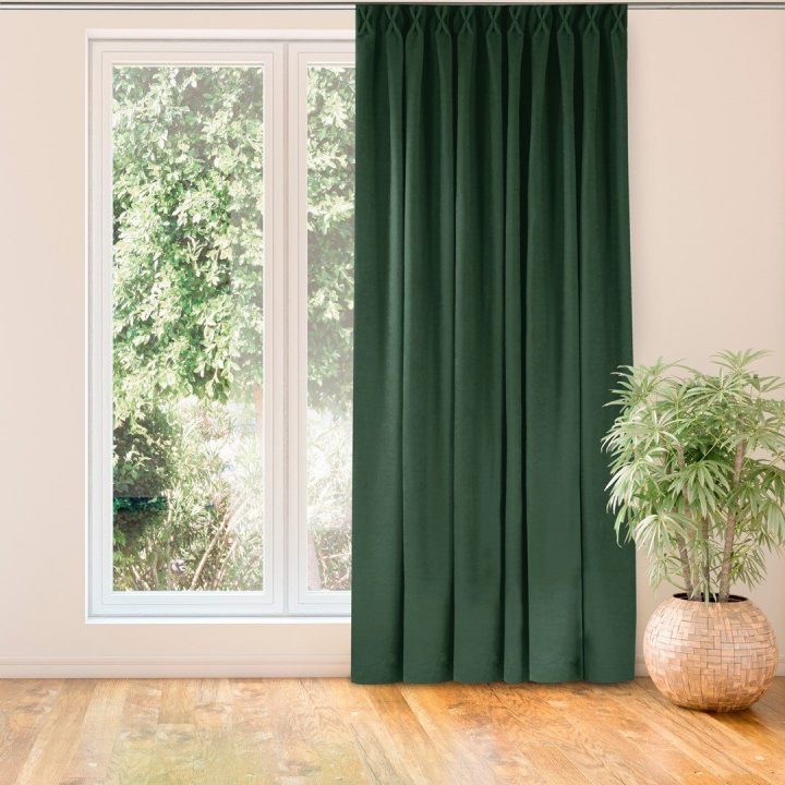 Užuolaidos 220×245 cm tamsiai žalia CHENILLE FLEX