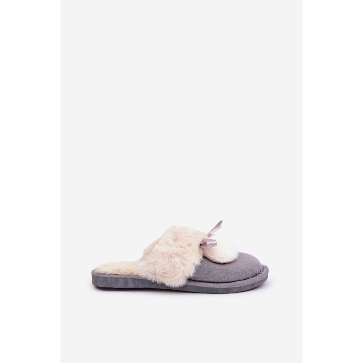 Moteriškos šlepetės su kailiuku pilkos Nartani