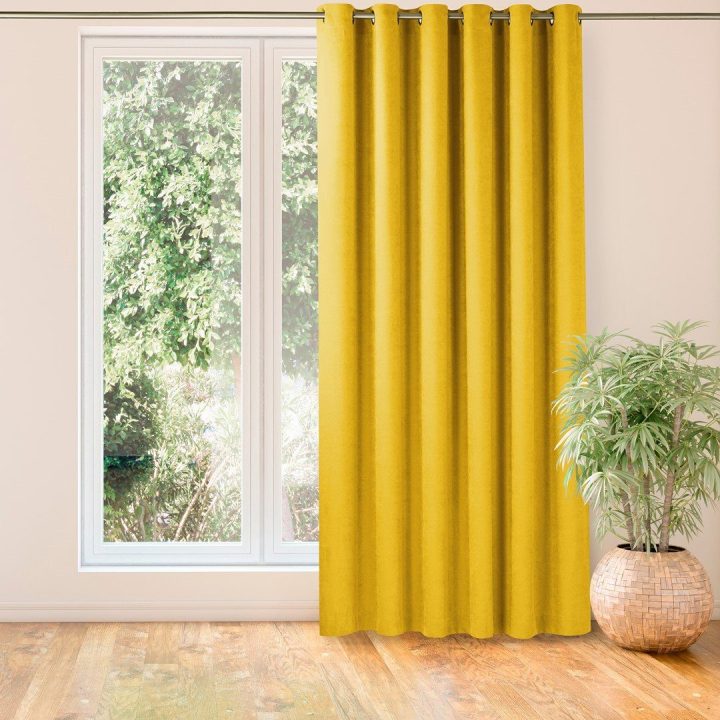 Užuolaidos chenille garstyčių spalvos 560×300 cm