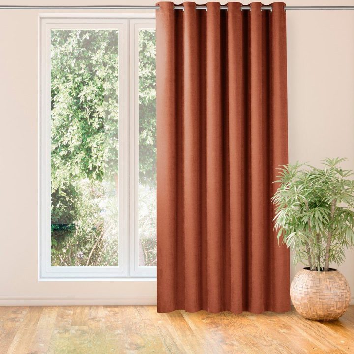 Užuolaidos iš chenille imbiero spalvos 220×175 cm