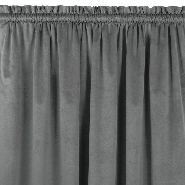 Užuolaidos iš veliūro 200 × 175 cm, tamsiai pilkos