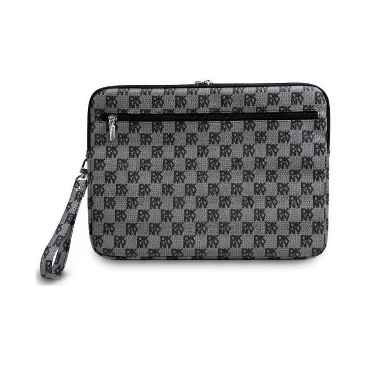 DKNY Sleeve Checkered Pattern Printed Stripes 16 nešiojamojo kompiuterio dėklas – juodas