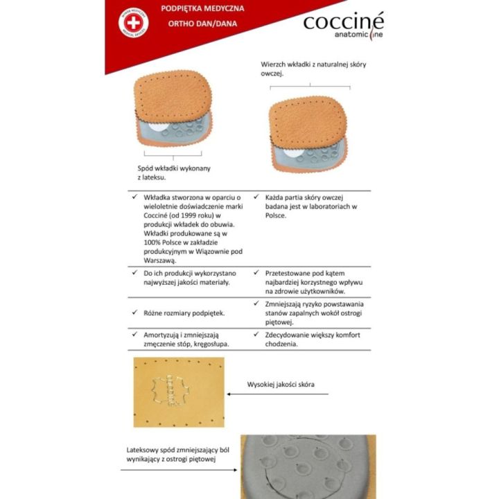 Kulno įklotai Coccine Heel Pad Cork and Leather Peccary“
